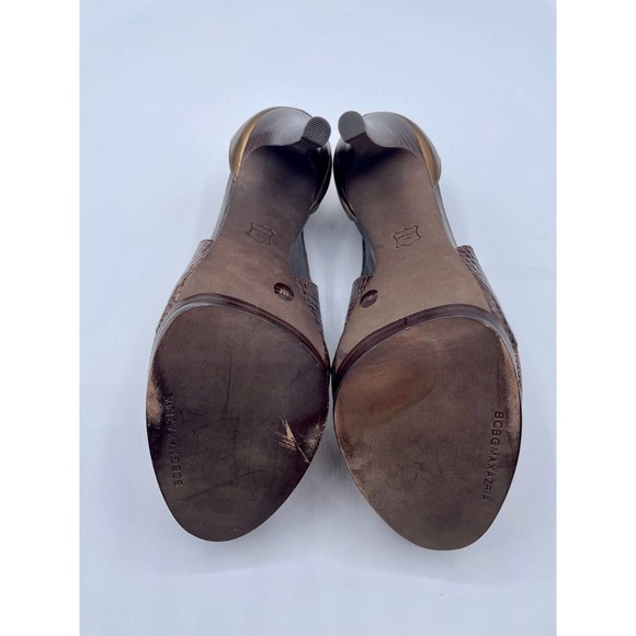 BCBGMaxazria Women’s Croc embossed leather peep toe heels 8 - Picture 10 of 11